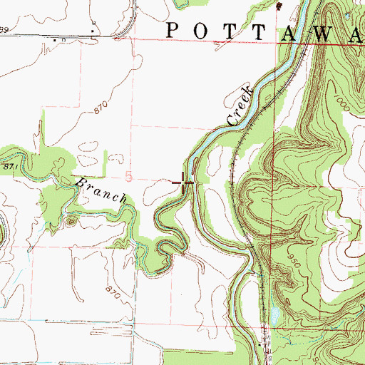 Topographic Map of Sac Branch, KS