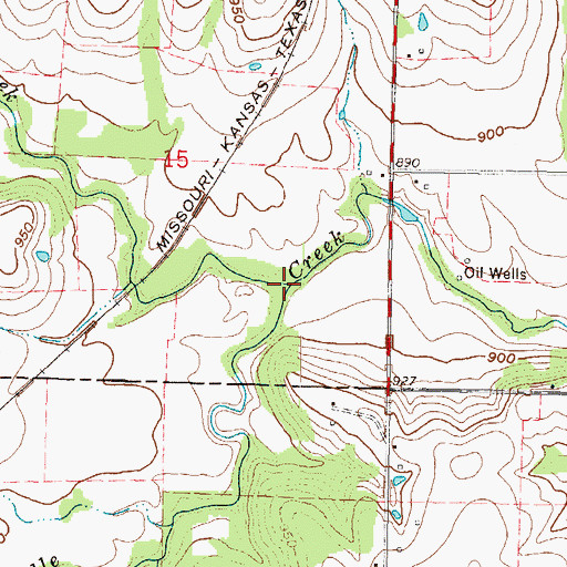 Topographic Map of Mound Creek, KS