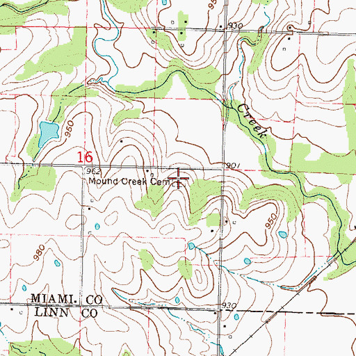 Topographic Map of Mound Creek Cemetery, KS