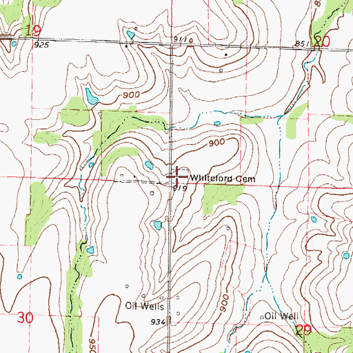 Topographic Map of Whiteford Cemetery, KS