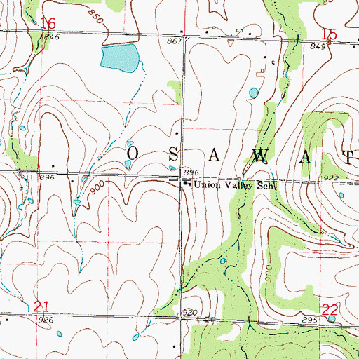 Topographic Map of Union Valley School (historical), KS