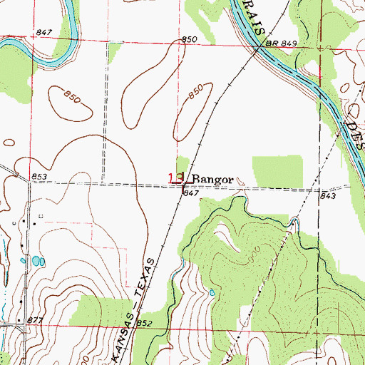 Topographic Map of Bangor, KS