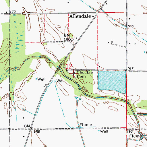 Topographic Map of Choctaw Cemetery, AR