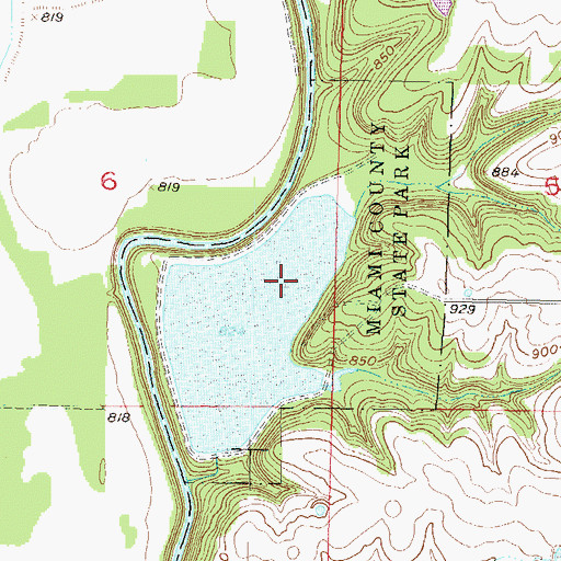 Topographic Map of Miami County State Park, KS
