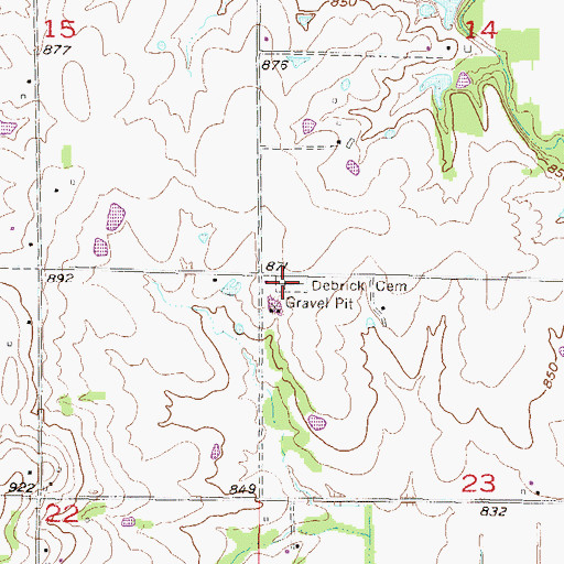 Topographic Map of Debrick Cemetery, KS