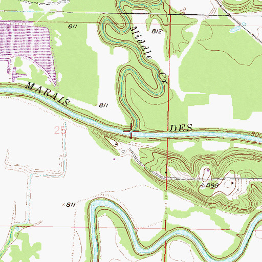 Topographic Map of Middle Creek, KS