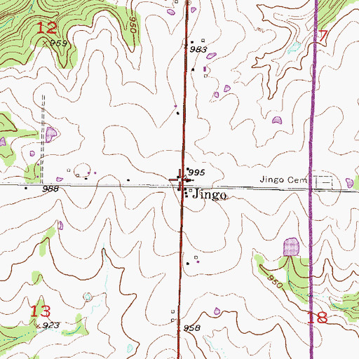 Topographic Map of Jingo, KS