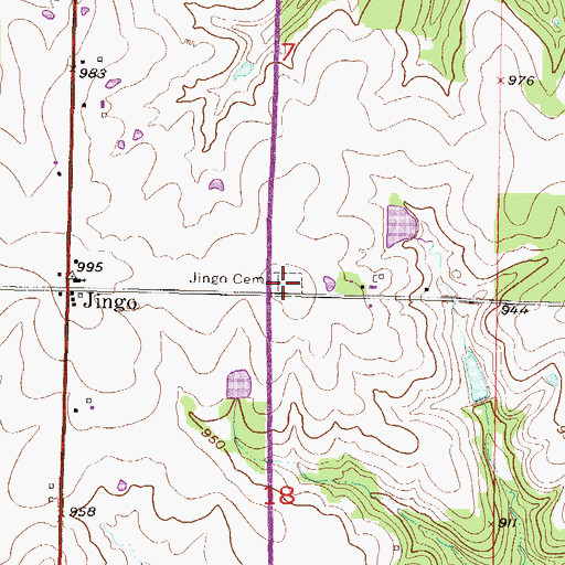 Topographic Map of Jingo Cemetery, KS