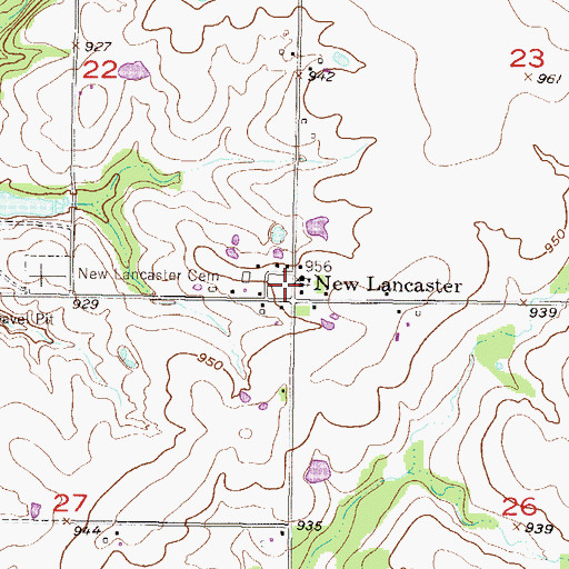 Topographic Map of New Lancaster, KS