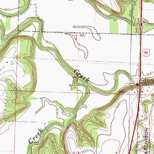 Topographic Map of Cedar Creek, KS