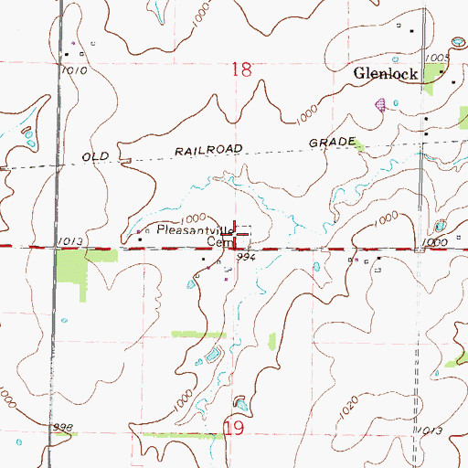 Topographic Map of Pleasantview Cemetery, KS