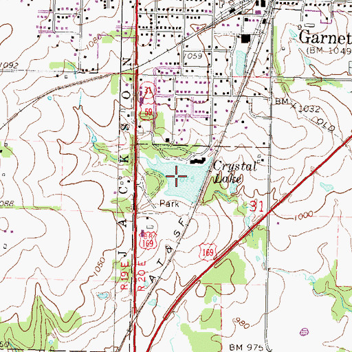 Topographic Map of Crystal Lake, KS