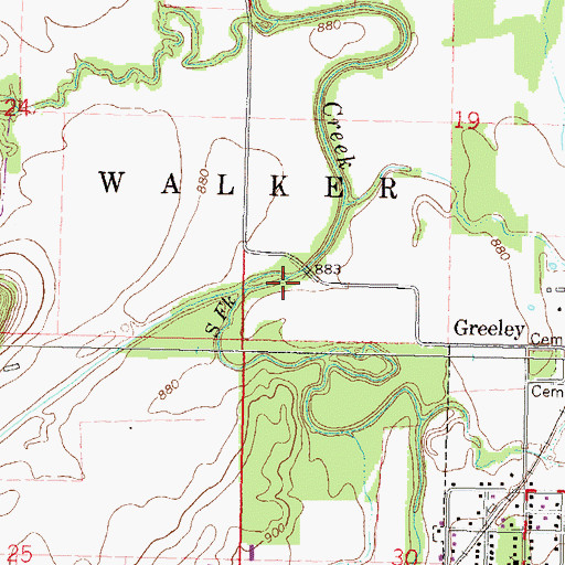 Topographic Map of South Fork Pottawatomie Creek, KS