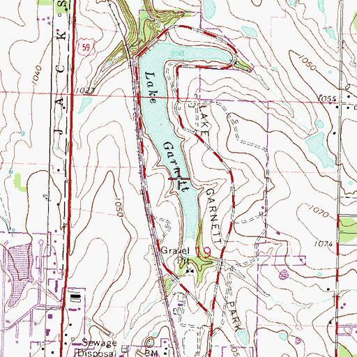 Topographic Map of Lake Garnett, KS
