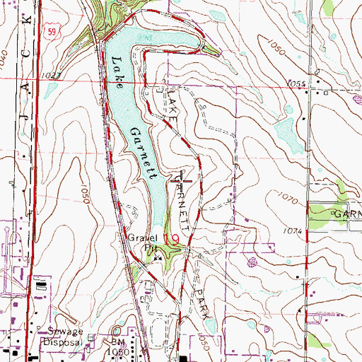 Topographic Map of Lake Garnett Park, KS