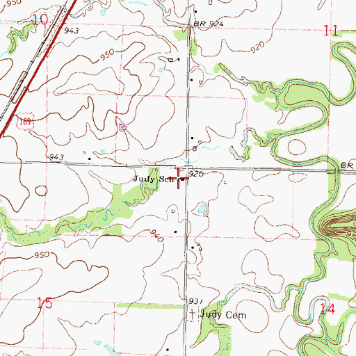 Topographic Map of Judy School, KS