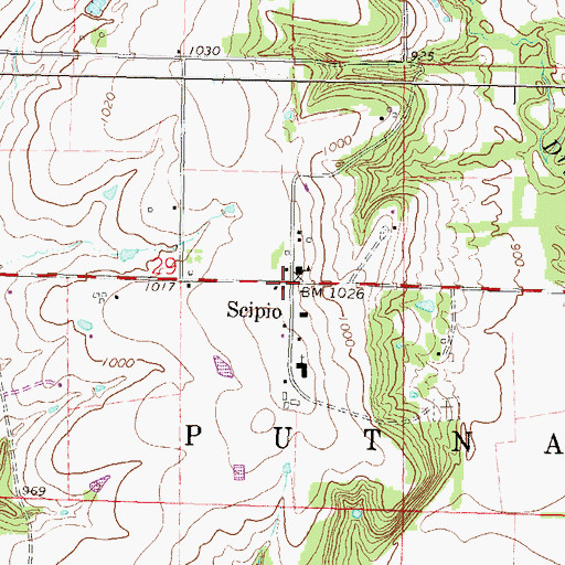 Topographic Map of Scipio, KS