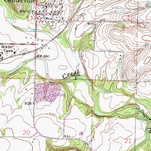 Topographic Map of Saline Creek, KS