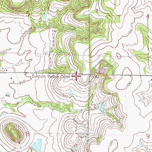 Topographic Map of Sutton Valley Cemetery, KS