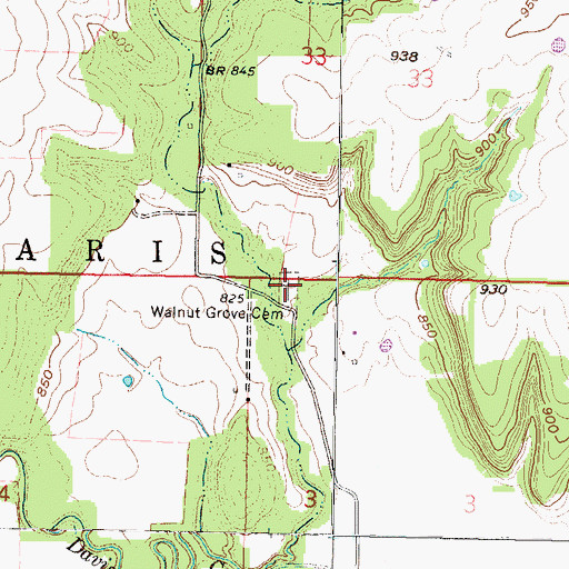 Topographic Map of Walnut Grove Cemetery, KS