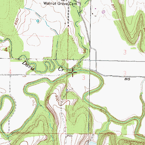 Topographic Map of Davis Creek, KS