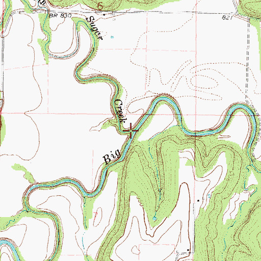 Topographic Map of North Sugar Creek, KS