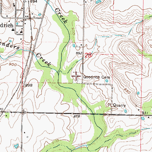 Topographic Map of Goodrich Cemetery, KS