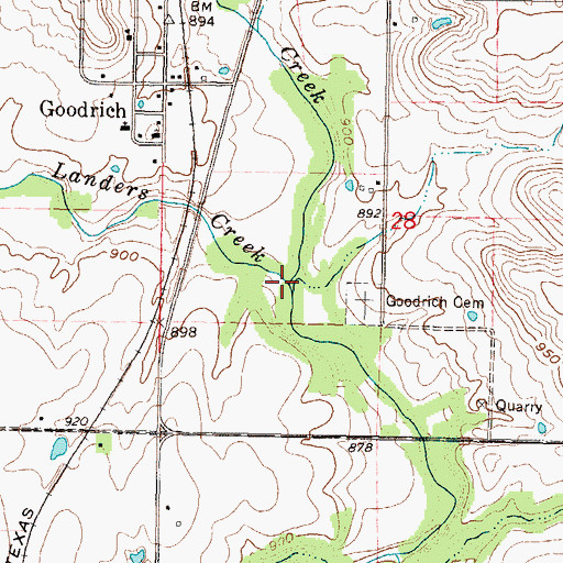 Topographic Map of Landers Creek, KS