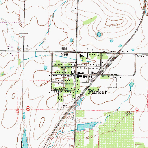 Topographic Map of Parker, KS