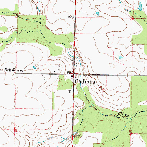 Topographic Map of Cadmus, KS