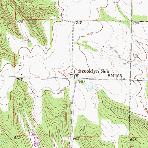Topographic Map of Brooklyn School, KS