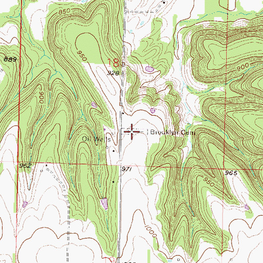 Topographic Map of Brooklyn Cemetery, KS