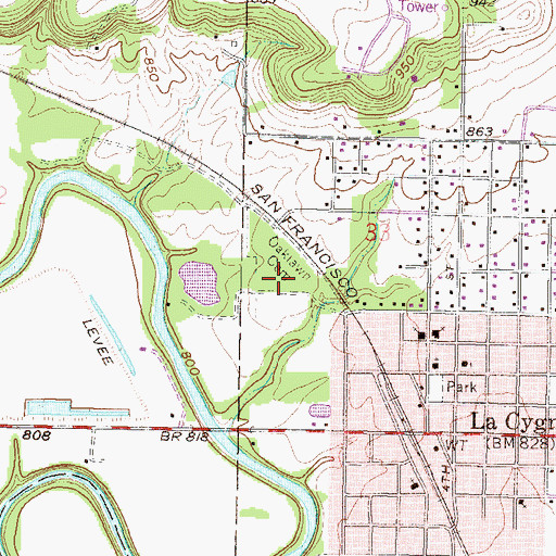 Topographic Map of Oaklawn Cemetery, KS