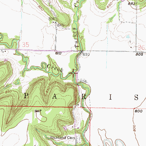 Topographic Map of Turkey Creek, KS