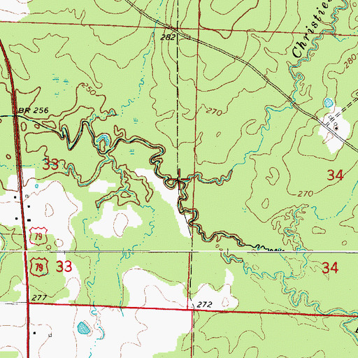 Topographic Map of Christies Branch, AR