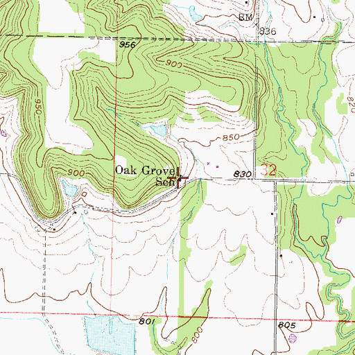 Topographic Map of Oak Grove School (historical), KS