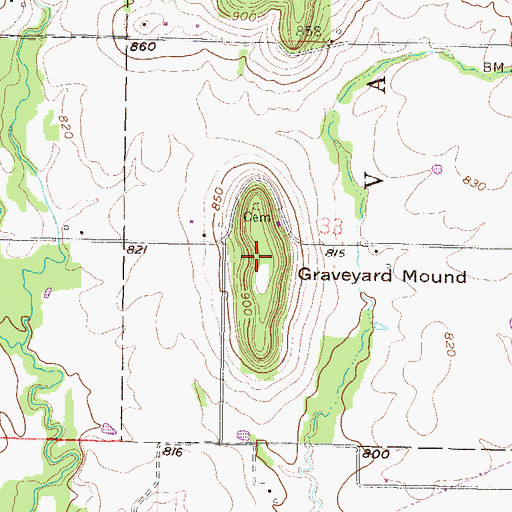Topographic Map of Graveyard Mound, KS