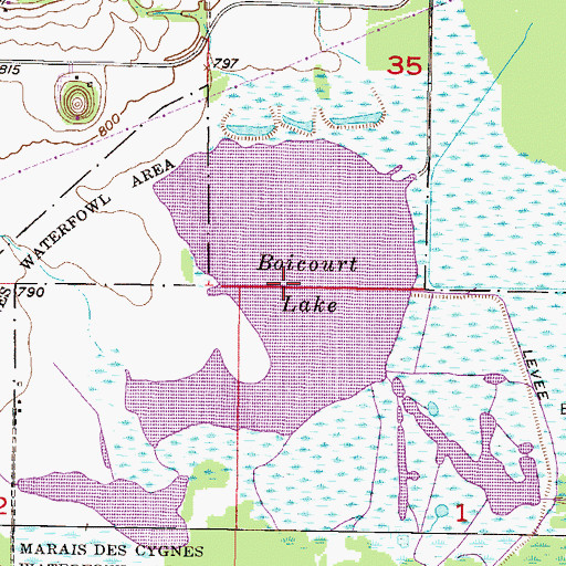 Topographic Map of Boicourt Lake, KS