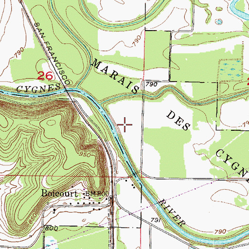 Topographic Map of Marais des Cygnes Waterfowl Area, KS