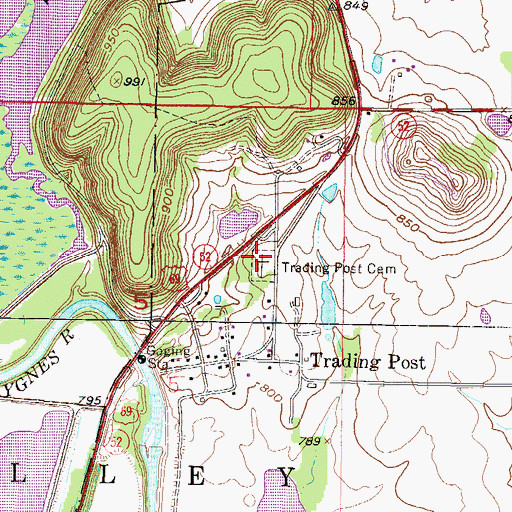 Topographic Map of Trading Post Cemetery, KS