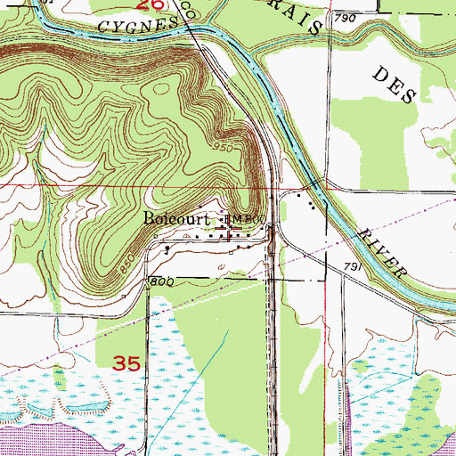 Topographic Map of Boicourt, KS