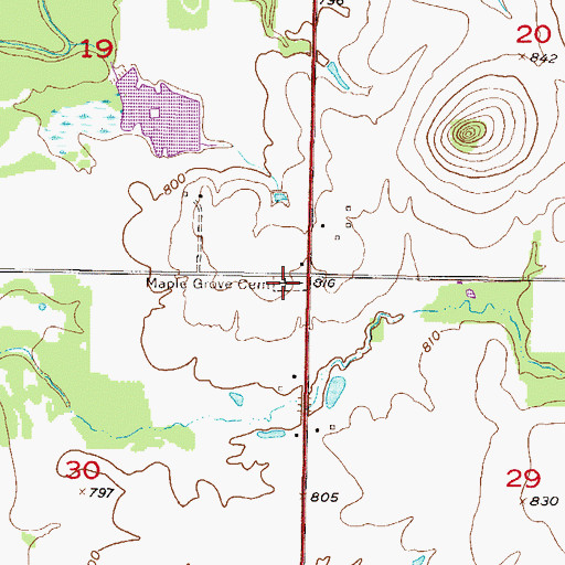 Topographic Map of Sway Back Cemetery, KS