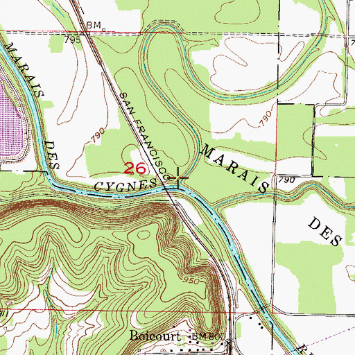 Topographic Map of Middle Creek, KS