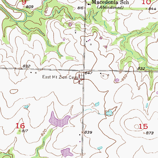 Topographic Map of East Mount Zion Cemetery, KS