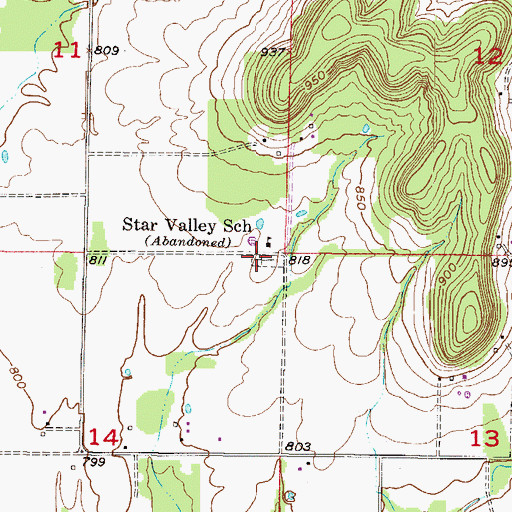 Topographic Map of Star Valley School, KS