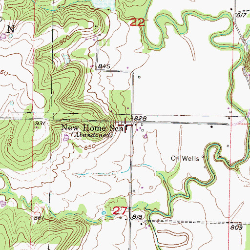 Topographic Map of New Home School, KS