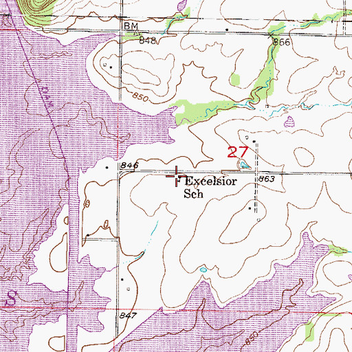 Topographic Map of Excelsior School (historical), KS