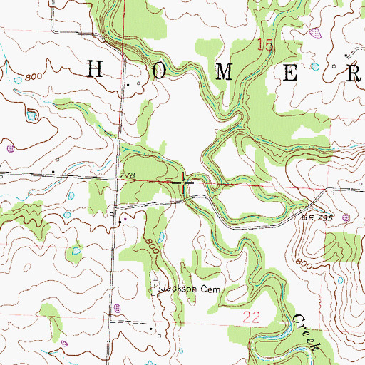 Topographic Map of Hog Branch, KS