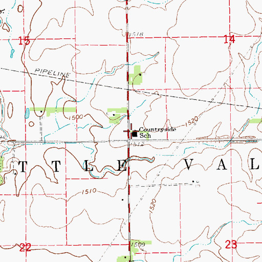 Topographic Map of Countryside School, KS
