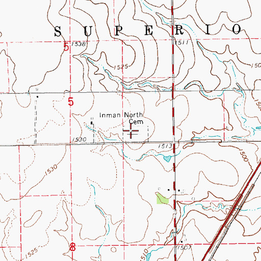 Topographic Map of Inman North Cemetery, KS